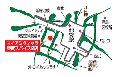 マイアミヴィッラ池袋東武アネックス店　店舗MAP
